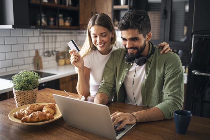 Couple looking over financing options